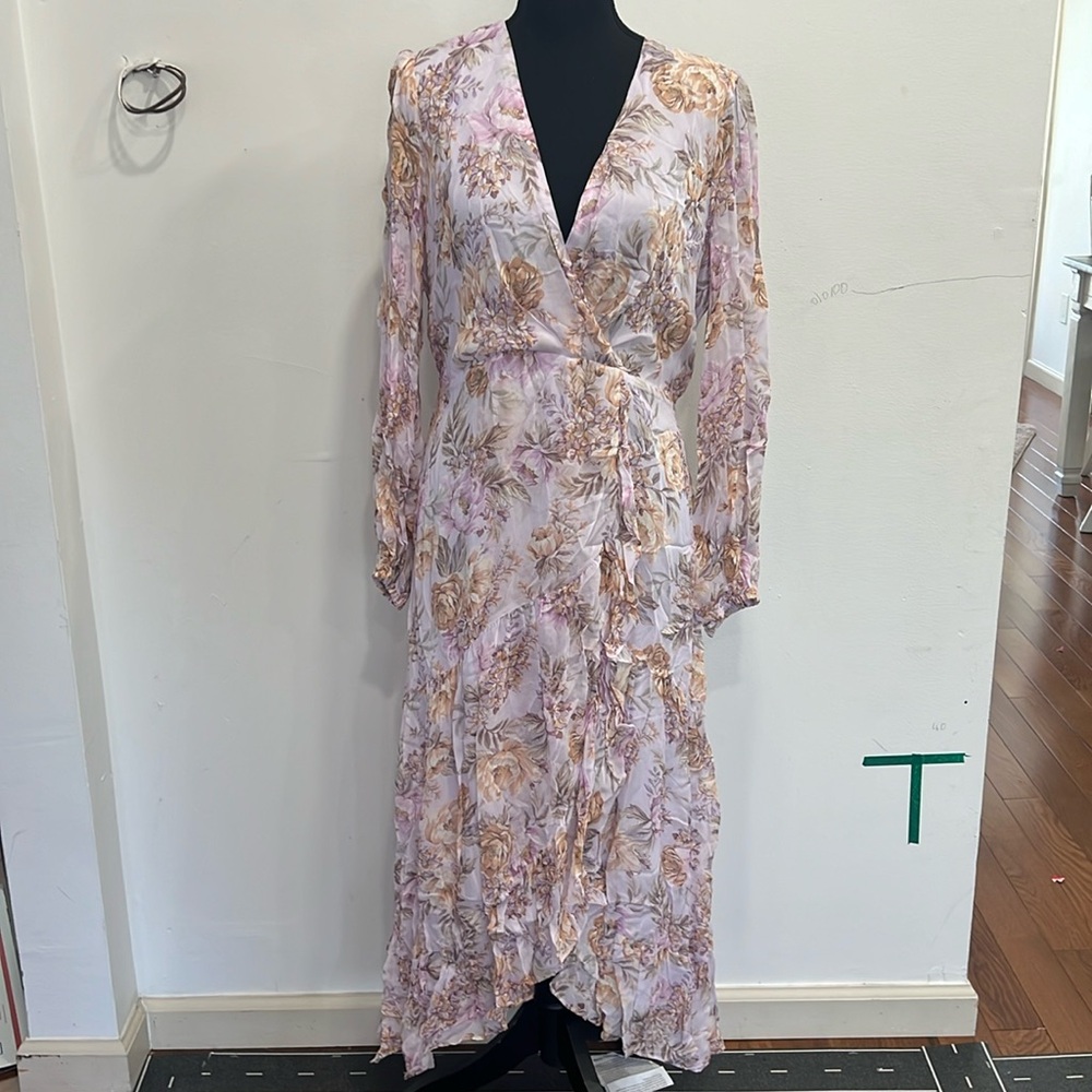 Ever New Blush Floral Wrap Maxi Dress with Gold Accents